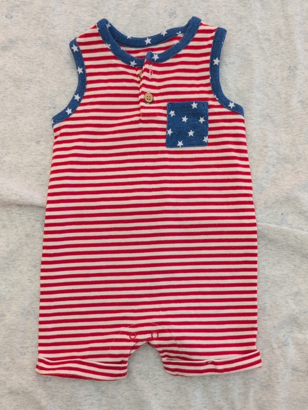 Cat & Jack Red, White & Blue Star and Stripe Baby Romper